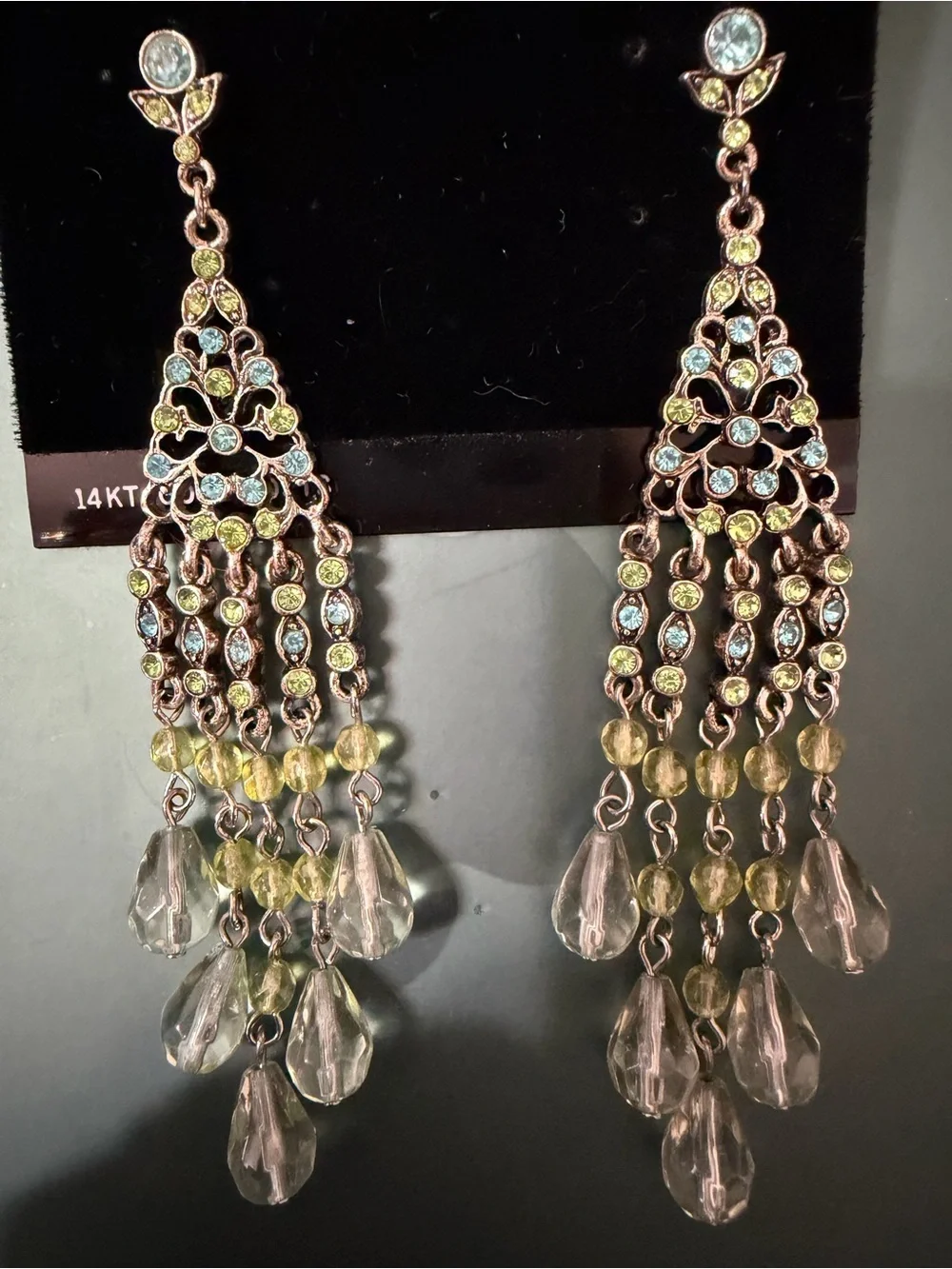 Swarovski 14KT Gold Tone Crystal Chandelier Earrings.